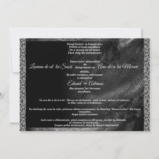 Invitation Mariage de moto en cuir et dentelle (Devant)