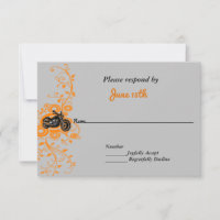 Mariage de moto gris, orange, noir RSVP