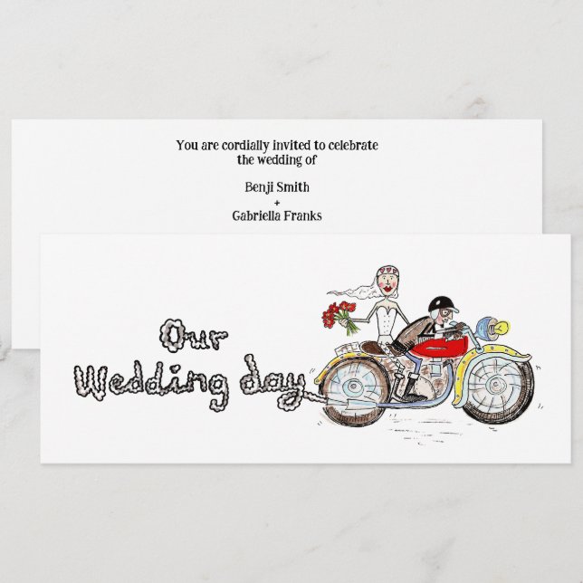 Invitation Mariage de moto Mariée et marié (Devant / Derrière)