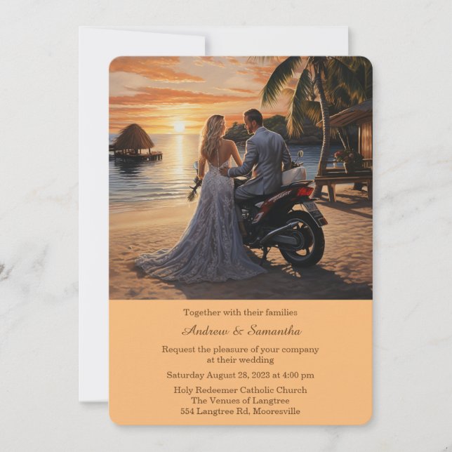 Invitation Mariage de moto personnalisé (Devant)