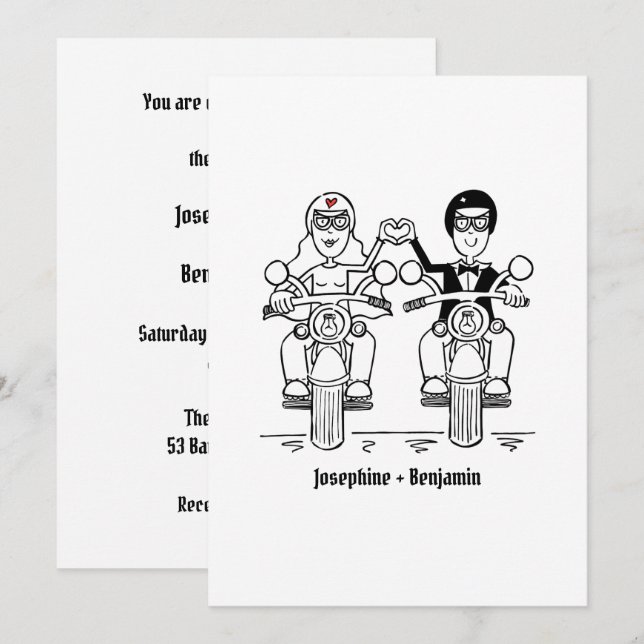 Invitation Mariage de Motocycliste (Devant / Derrière)