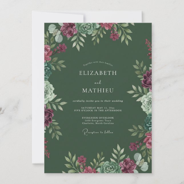 Invitation Mariage de mousse succulente magenta (Devant)
