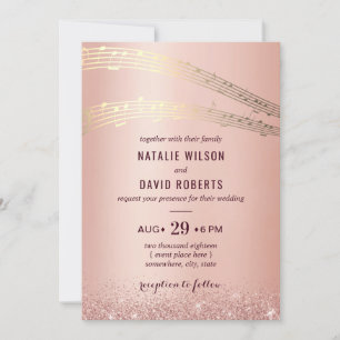 Invitation Mariage de musique Rose moderne Arrière - plan d'o