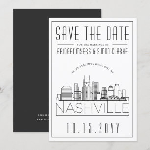 Invitation Mariage de Nashville   Skyline stylisée Enregistre