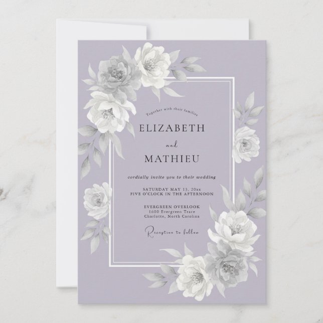 Invitation Mariage de nature classique lavande (Devant)