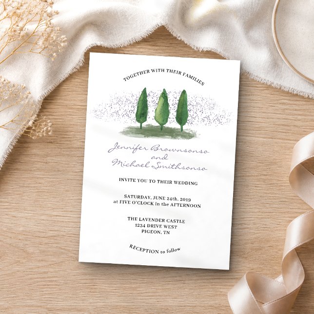 Invitation Mariage de nature dans une forêt de lilas vert éme (Créateur téléchargé)