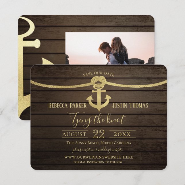 Invitation Mariage de navire nautique et nœud d'amarrage et d (Devant / Derrière)