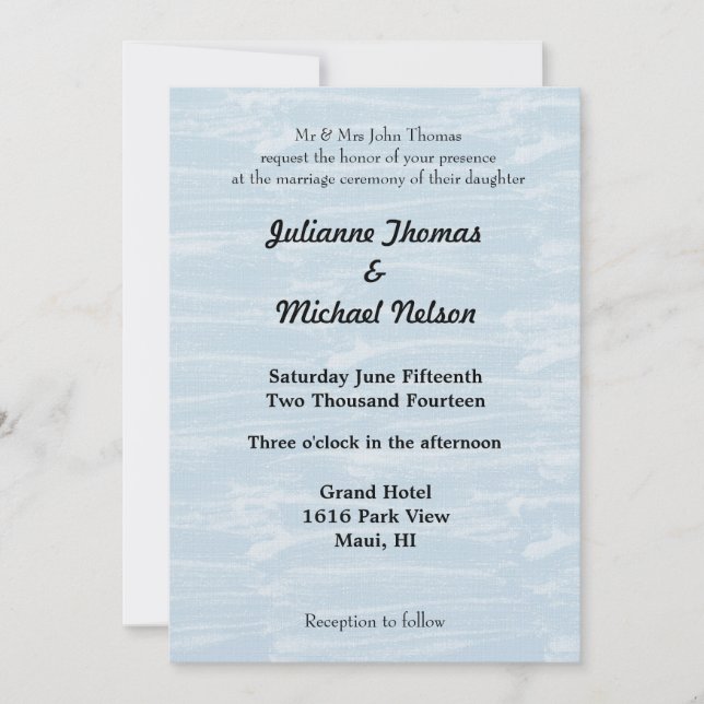 Invitation Mariage de neige bleu hiver (Devant)