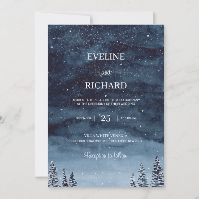 Invitation mariage de neige de la marine d'hiver de la marine (Devant)