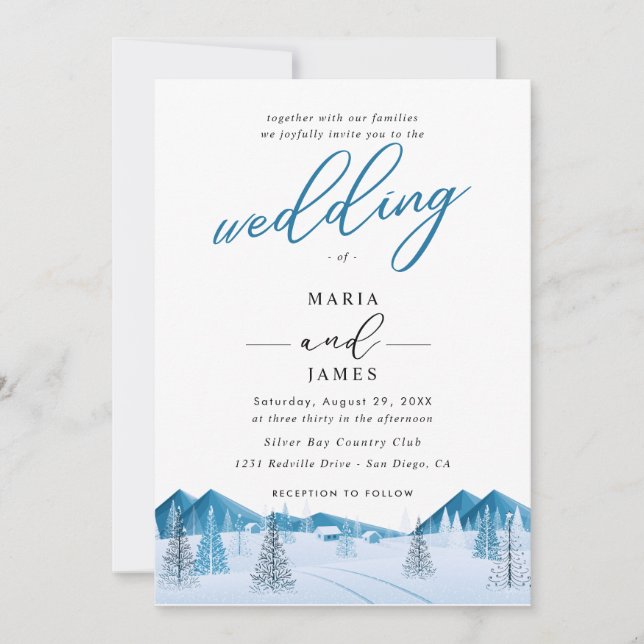 Invitation Mariage de neige d'hiver (Devant)