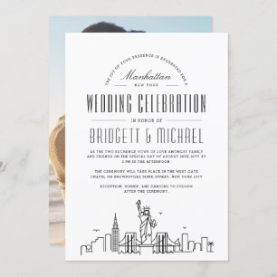 Invitation Mariage de New York Ligne Skyline Ville Déco Mod