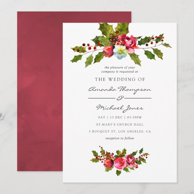 Invitation Mariage de Noël (Devant / Derrière)