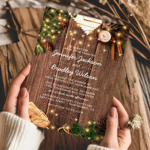 Invitation Mariage de Noël à la Campagne Rustique