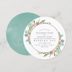 Invitation Mariage de Noël à l'aquarelle géométrique Eucalypt