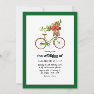 Invitation Mariage de Noël à vélo rétro Poinsettia