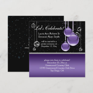 Invitation Mariage de Noël après-mariage Argent Violet Noir