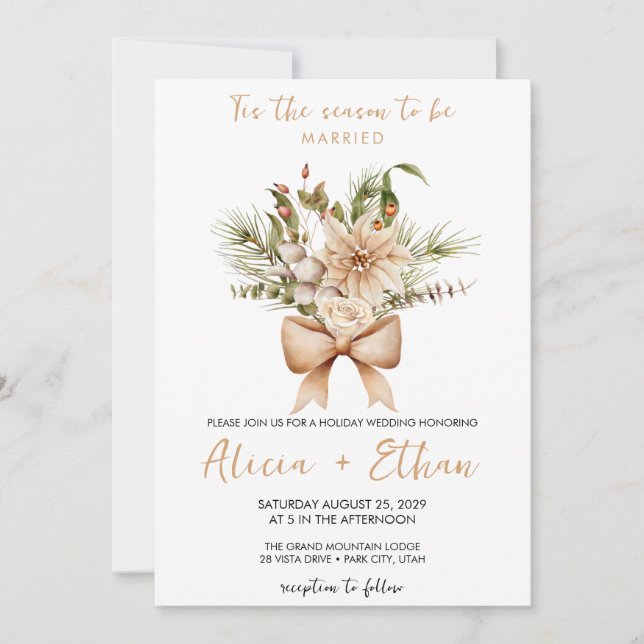 Invitation Mariage de noël arc floral (Devant)