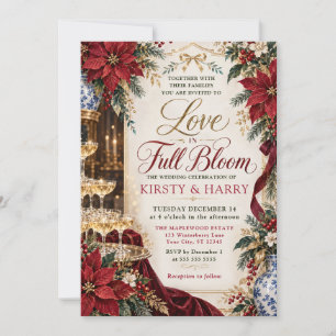 Invitation Mariage de Noël au Champagne Poinsettia