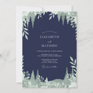 Invitation Mariage de Noël au feuillage d'Eucalyptus Spruce d