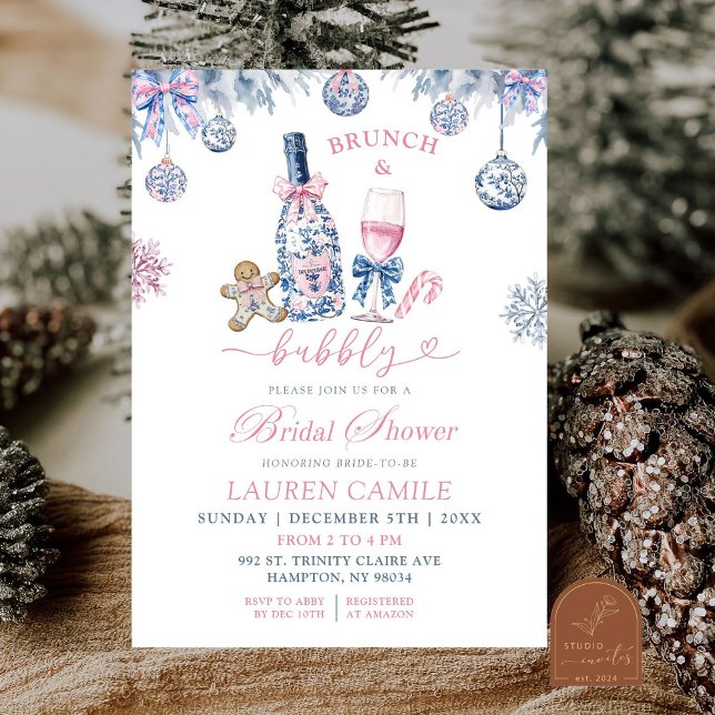 Invitation Mariage de Noël Brunch et Bubbly de style chinois (Créateur téléchargé)