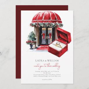 Invitation Mariage de Noël classique Red Vintage