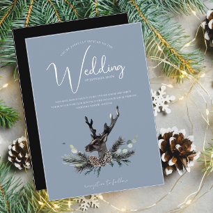 Invitation Mariage de Noël de la tête noire et bleu foncé