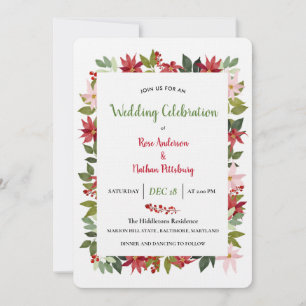 Invitation Mariage de Noël de l'aquarelle de Poinsettia