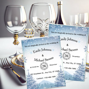 Invitation Mariage de Noël de Montagne Bleue Magique d'Hiver
