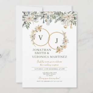 Invitation Mariage de Noël de Réception Florale de Couples Él