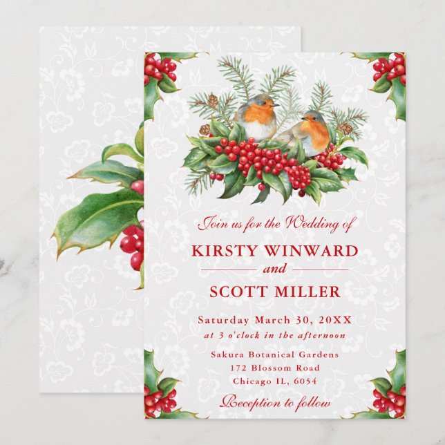 Invitation Mariage de Noël de Robin et Holly Berry (Devant / Derrière)