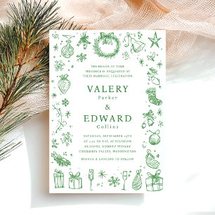 Invitation Mariage de Noël de vacances moderne