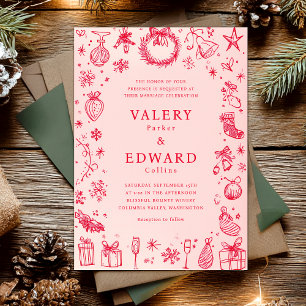 Invitation Mariage de Noël de vacances moderne