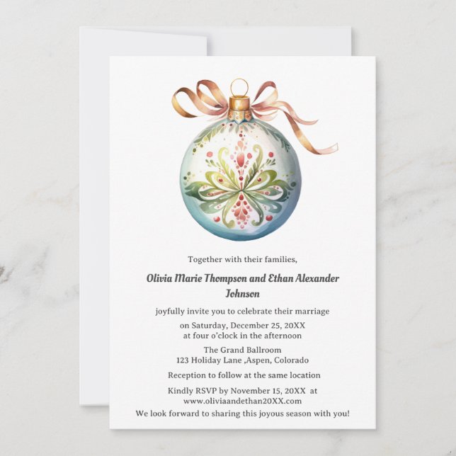 Invitation Mariage de Noël Élégant (Devant)