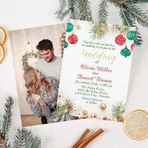 Invitation Mariage de Noël Élégant de Fêtes de Fin d'Année