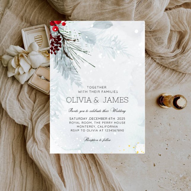 Invitation Mariage de Noël Élégant - Mariage d'Hiver  (Créateur téléchargé)