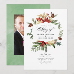 Invitation Mariage de Noël en forêt hivernale Photo