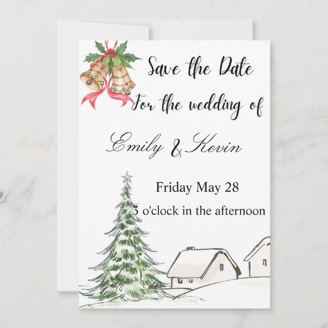 Invitation Mariage de Noël en hiver  (Devant)