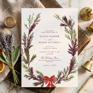 Invitation Mariage de Noël en verdure rouge et verte