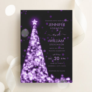 Invitation Mariage de Noël Festif Moderne Purple Tree