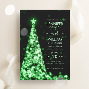 Invitation Mariage de Noël Festif Vert arbre moderne