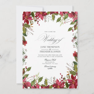 Invitation Mariage de Noël Fleurie Aquarelle Bourgogne