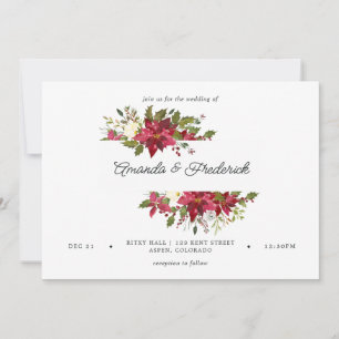 Invitation Mariage de Noël Fleurie Aquarelle Bourgogne