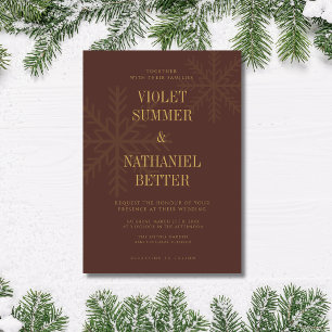 Invitation Mariage de Noël Flocon de Neige Élégant au Chocola