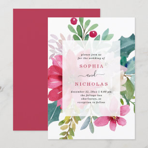 Invitation Mariage de Noël   Floral brillant