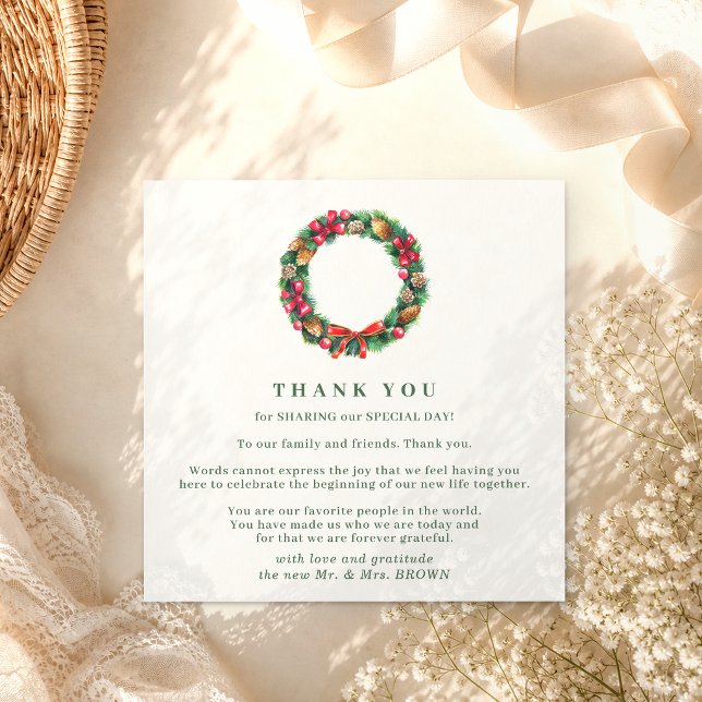 Invitation Mariage de Noël Forêt d'hiver merci (Créateur téléchargé)