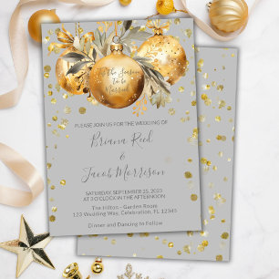 Invitation Mariage de Noël Gold Grey