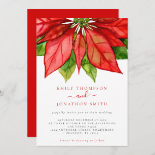 Invitation Mariage de Noël Grand Rouge Poinsettia
