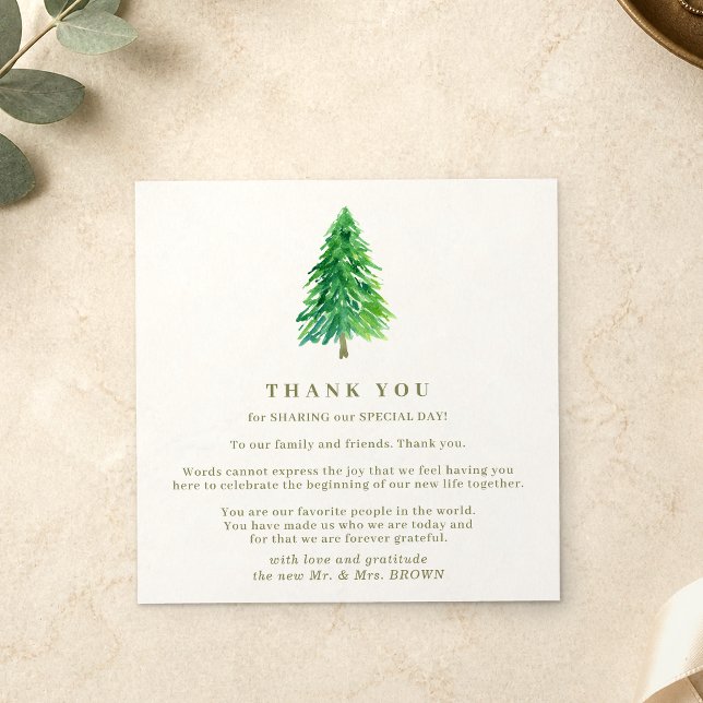 Invitation Mariage de Noël Hiver Arbre Forêt merci (Créateur téléchargé)