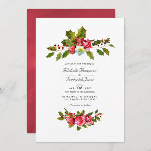 Invitation Mariage de Noël Holly QR Code RSVP