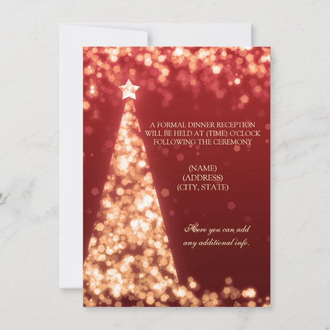Invitation Mariage de Noël Réception de mariage Or et Rouge u (Devant)